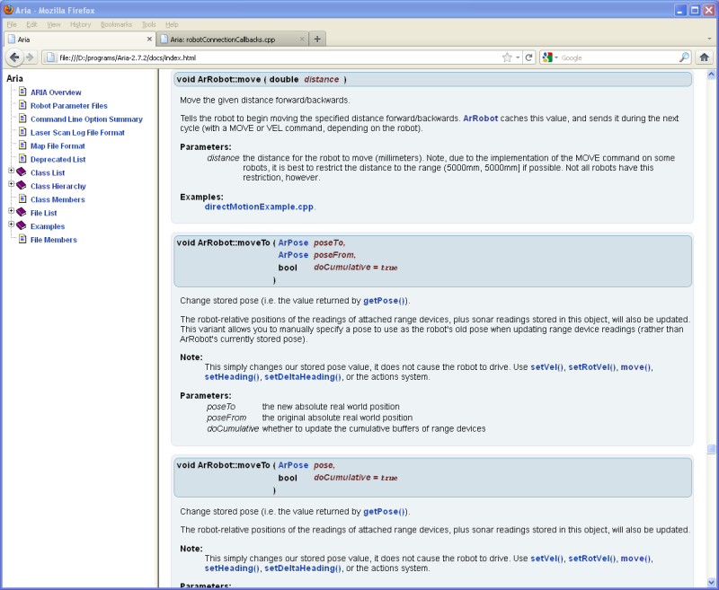 ARIA class API ARIA class API